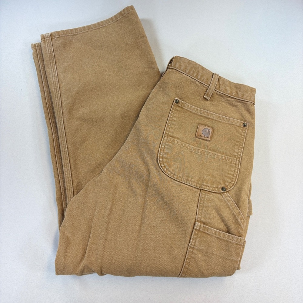Carhartt B136 Pants Mens 34x30 Brown Double Knee Duck Canvas Workwear Carpenter